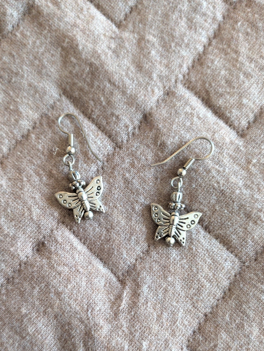 Silver-tone Butterfly Drop Earrings